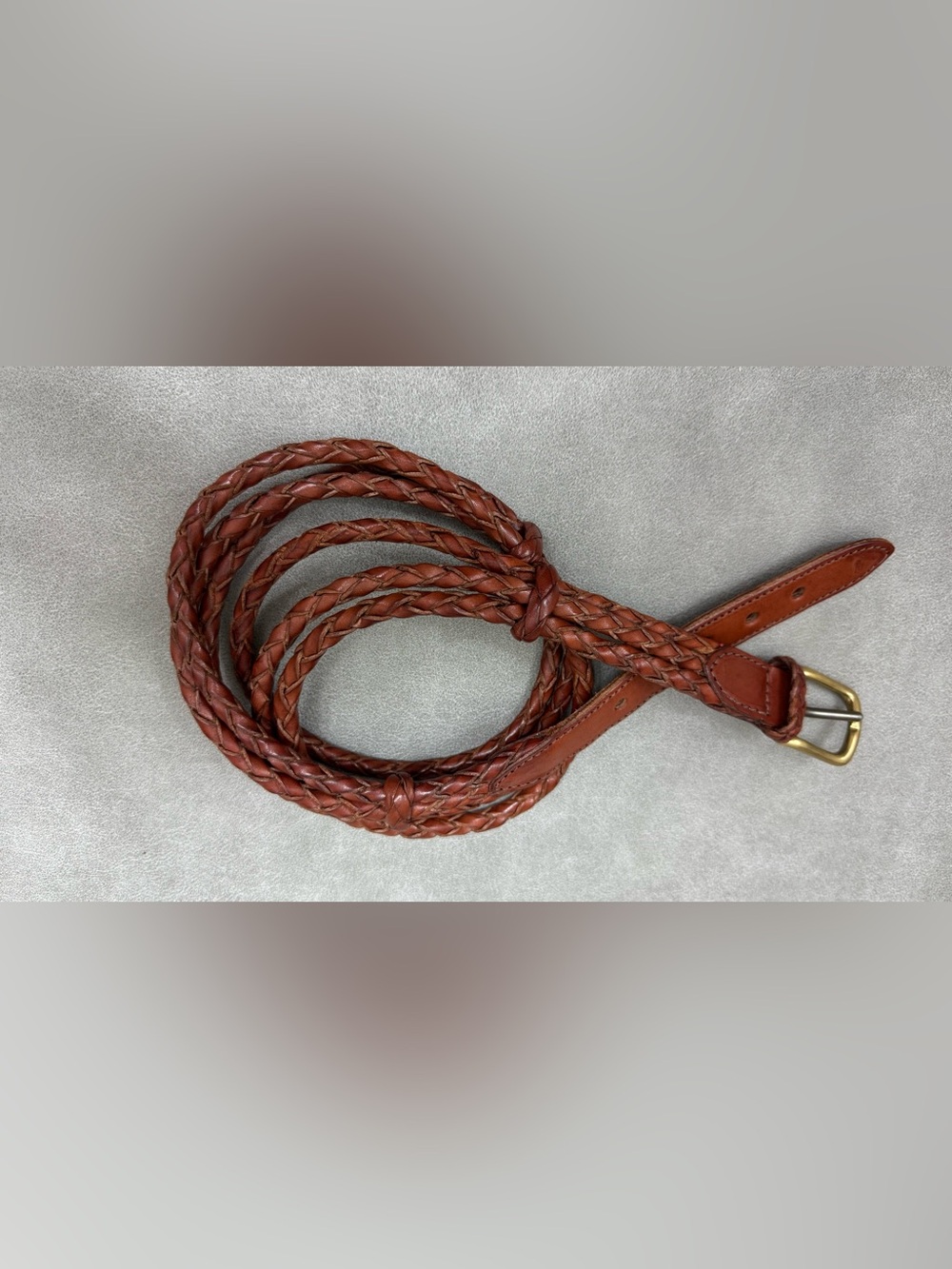 Polo by Ralph Lauren Braided Leather Belt - Chestnut Brown